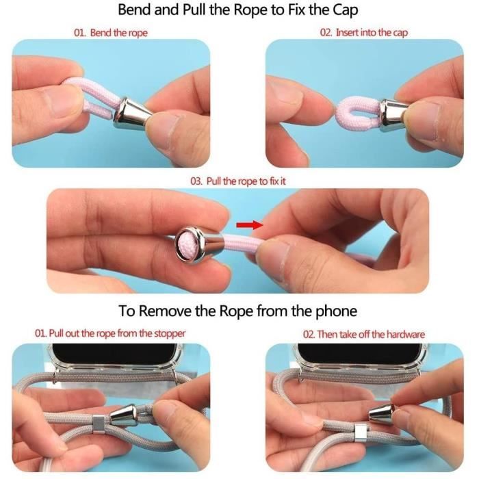 Coque Silicone - AntiChoc - pour iPhone 14 Pro - Transparent - Cordon Rouge - Souple