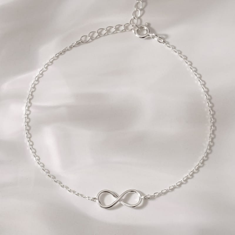 

JEWNEL Срібло925 Символ нескінченності Простий ланцюжок дружби Срібний браслет Silver