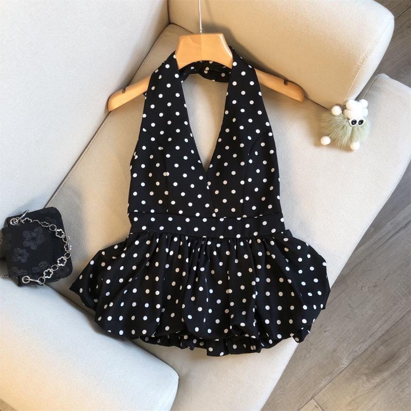 Women s Spicy Sexy V-neck Halter Summer Slim Fit Waist-cinching Tank Top M
