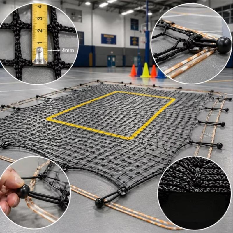 Rebounder Net for Ball Return Practice with a Clear Aiming Area, Polyester Construction and Edge Connection Points for School and Team Training