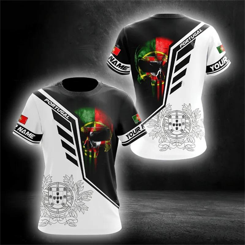 3D Portugal National Emblem Graphic T Shirt for Men Clothing Casual Unisex Short Sleeved Tee Shirts Streetwear Y2k Tops T-shirt
