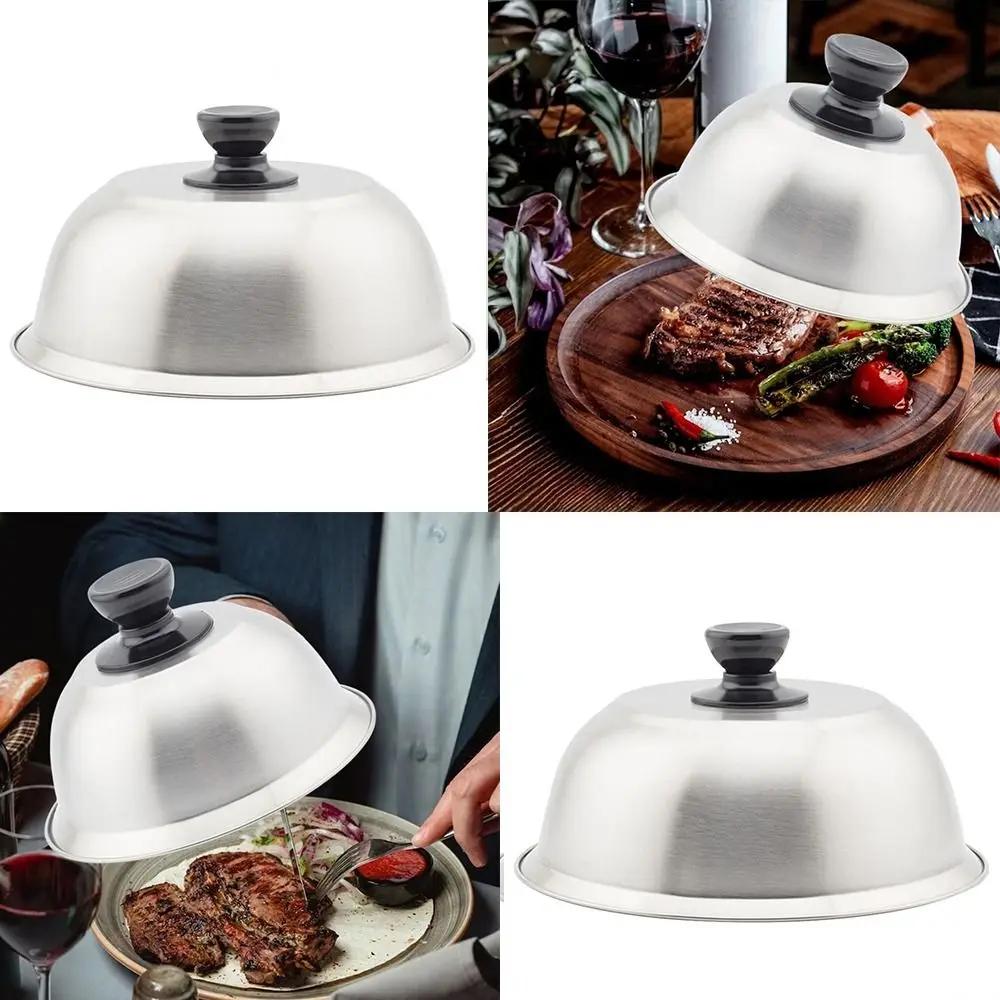 Stainless Steel Frying Pan Covers Barbecue Burgers Sandwiches Steak Round Pot Lids Cover Cookware Cheese Melting Dome