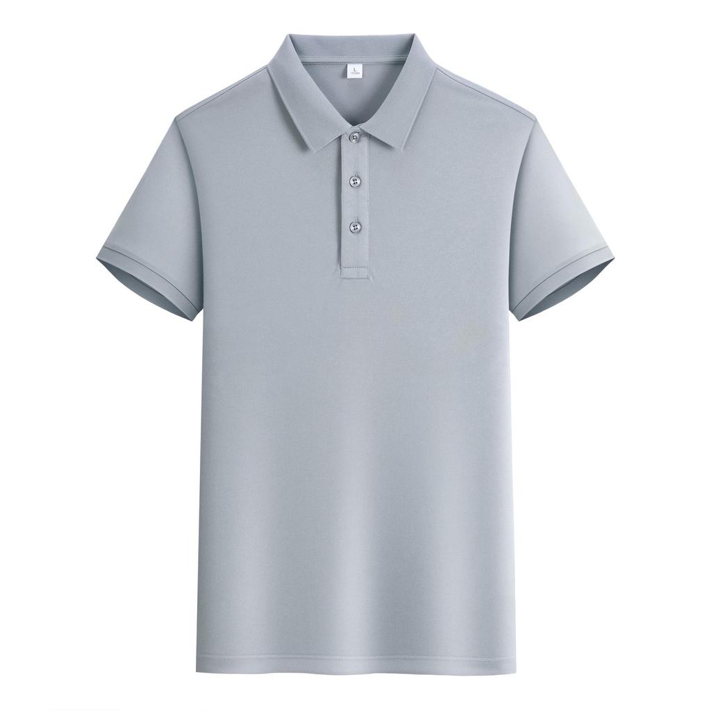 In-Stock Custom Ice Silk Polo Shirt: Short-Sleeved, Turn-Down Collar with Trendy Brand Embroidery and Your Unique Design.