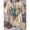 Modisches vielseitiges Damen-Oberteil mit Blumenmuster, lässiges kurzärmeliges T-Shirt für den täglichen Komfort