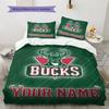 Name Custom Milwaukee Bucks Logo Pattern Bedding Set Quilt Cover Pillowcase Home Decor Gift (1 * Duvet Cover + 2 * Pillowcase, Without Core)