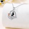 Heart Shape Parrot Pendant Necklace Women Fashionable Copper Charm On Cross Chain Adjustable 41-50cm
