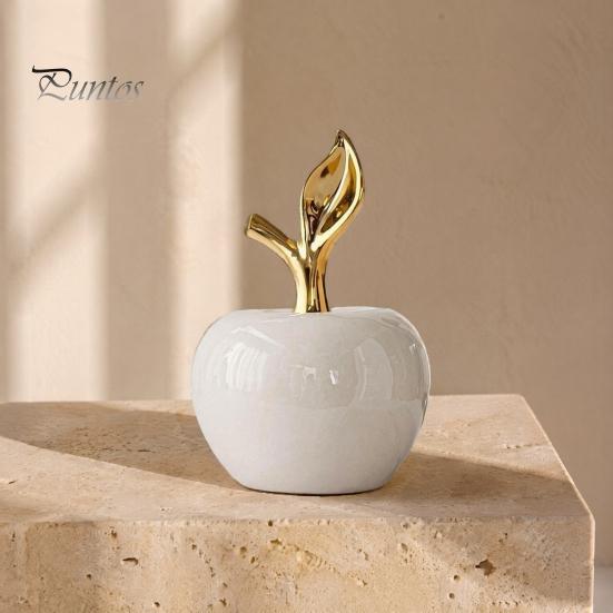 Nordic Style Room Decorations Resin Apples Figurine with Leaf Minimalist Fruit Ornament Modern Home Decor Arts Crafts Desk Office Decor Housewarming