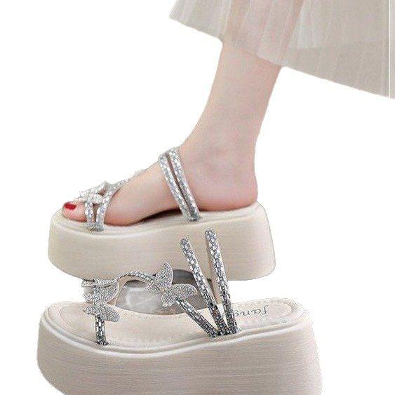 Kleine Schleifen-Slipper Damen Sommerbekleidung Mode 2025 neu vielseitige Muffin dicke Sohle erhöhend coole Slipper