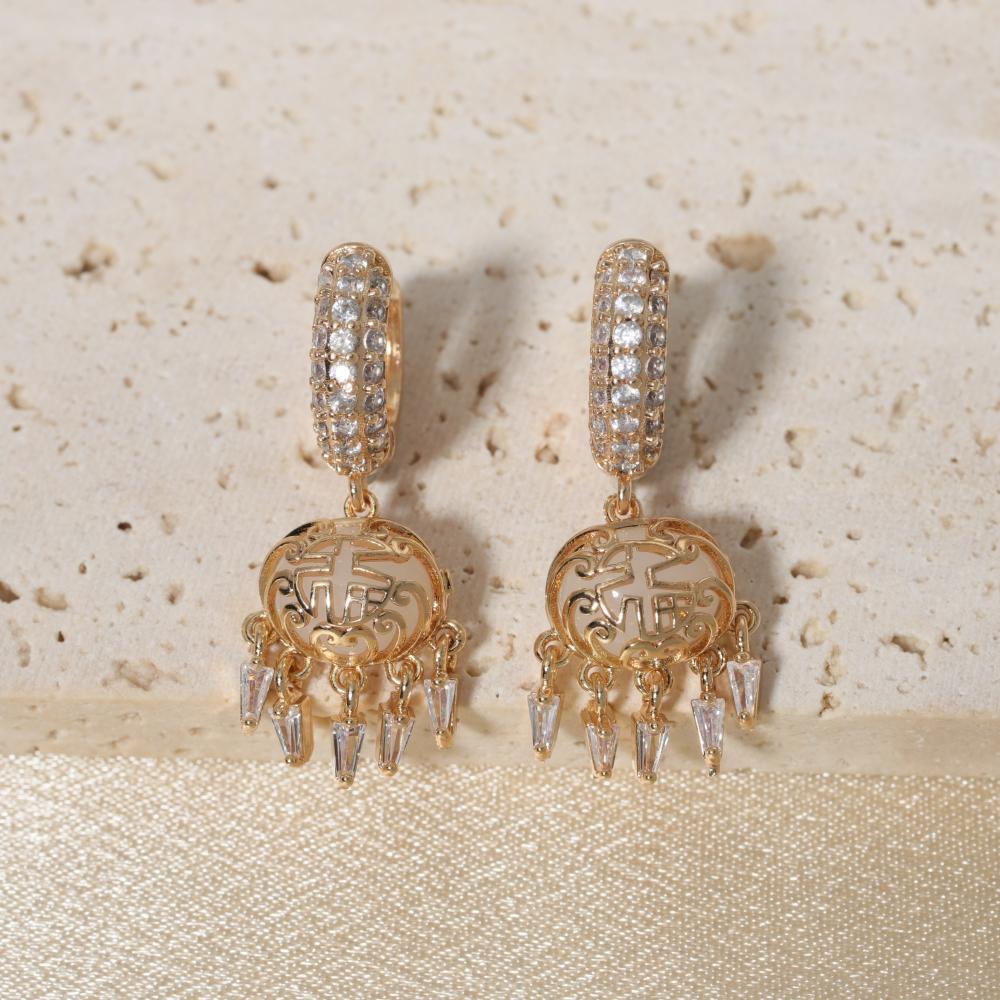 1 Pair Luxury Geometry Tassel Dangle Earrings for Women Zirconia Earring Jewelry Wedding Party Accessories