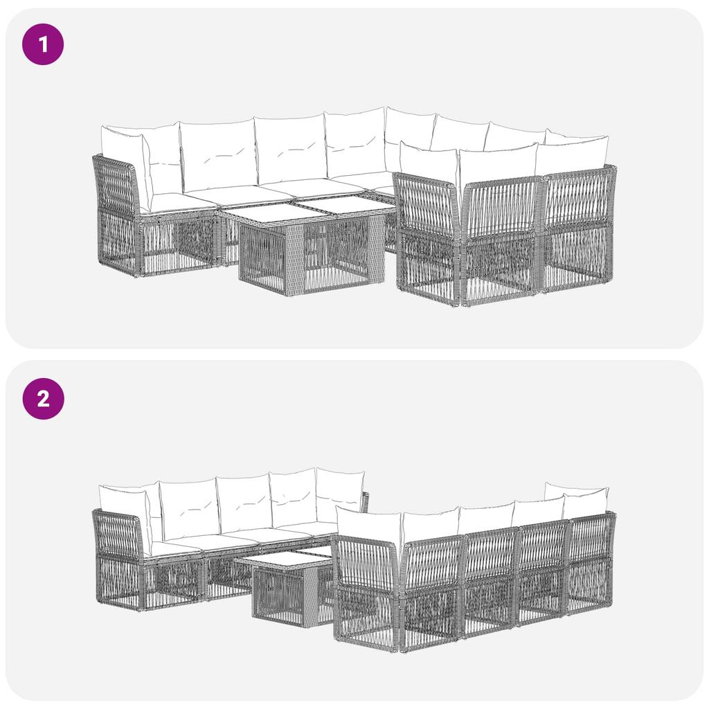 Garden Sofa Set 9 Pieces Grey Poly Rattan