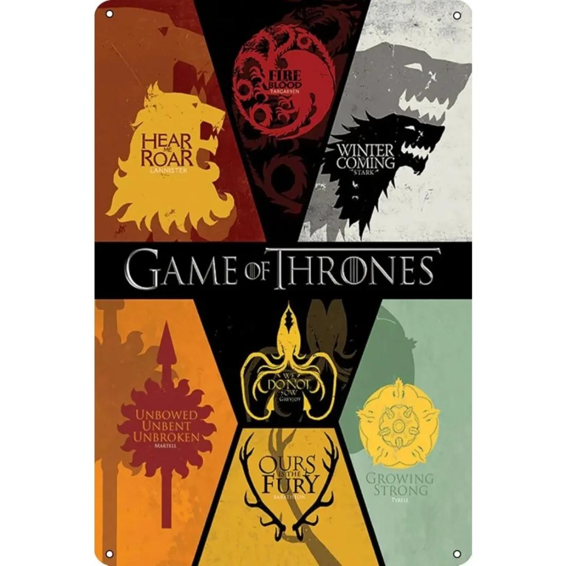 

GOT Retro Metal Tin Sign Wall Decor Game of Thrones Poster Home Bar Club 20x30cm（7.8x11.8inch）