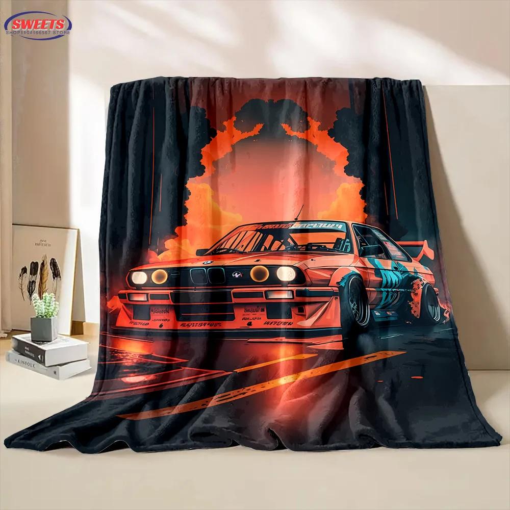 Druk 3D Marzenie Samochód Wyścigowy Flanelowy Koc Artystyczny Kocyk Sofa Pokrycie Łóżka Cztery Pory Roku Miękki Puszysty Kołdra Koc Rekreacja na Zewnątrz Drzemka