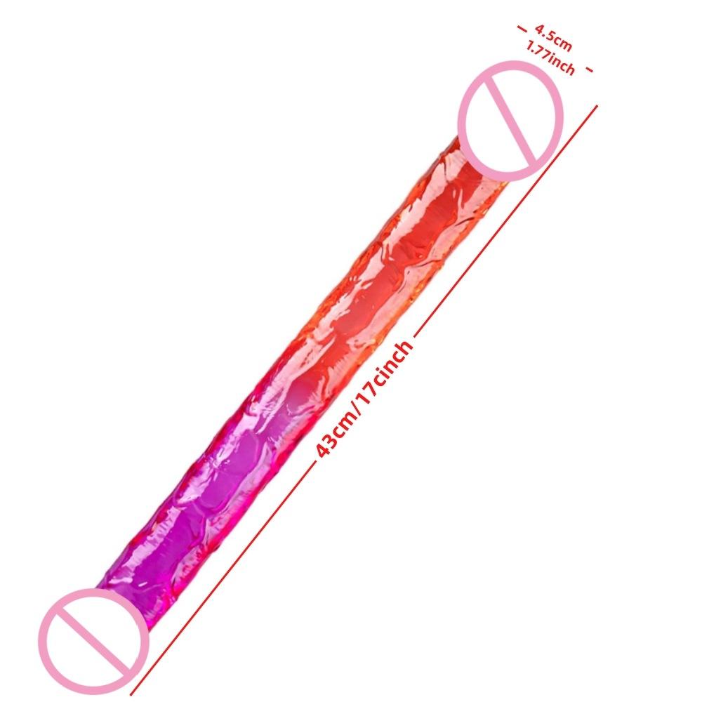 Double-Headed Lala Dildos Sex Toy Female Comrade Double-Headed Dragon Two-Color Jelly Color Dildo Butt Plug