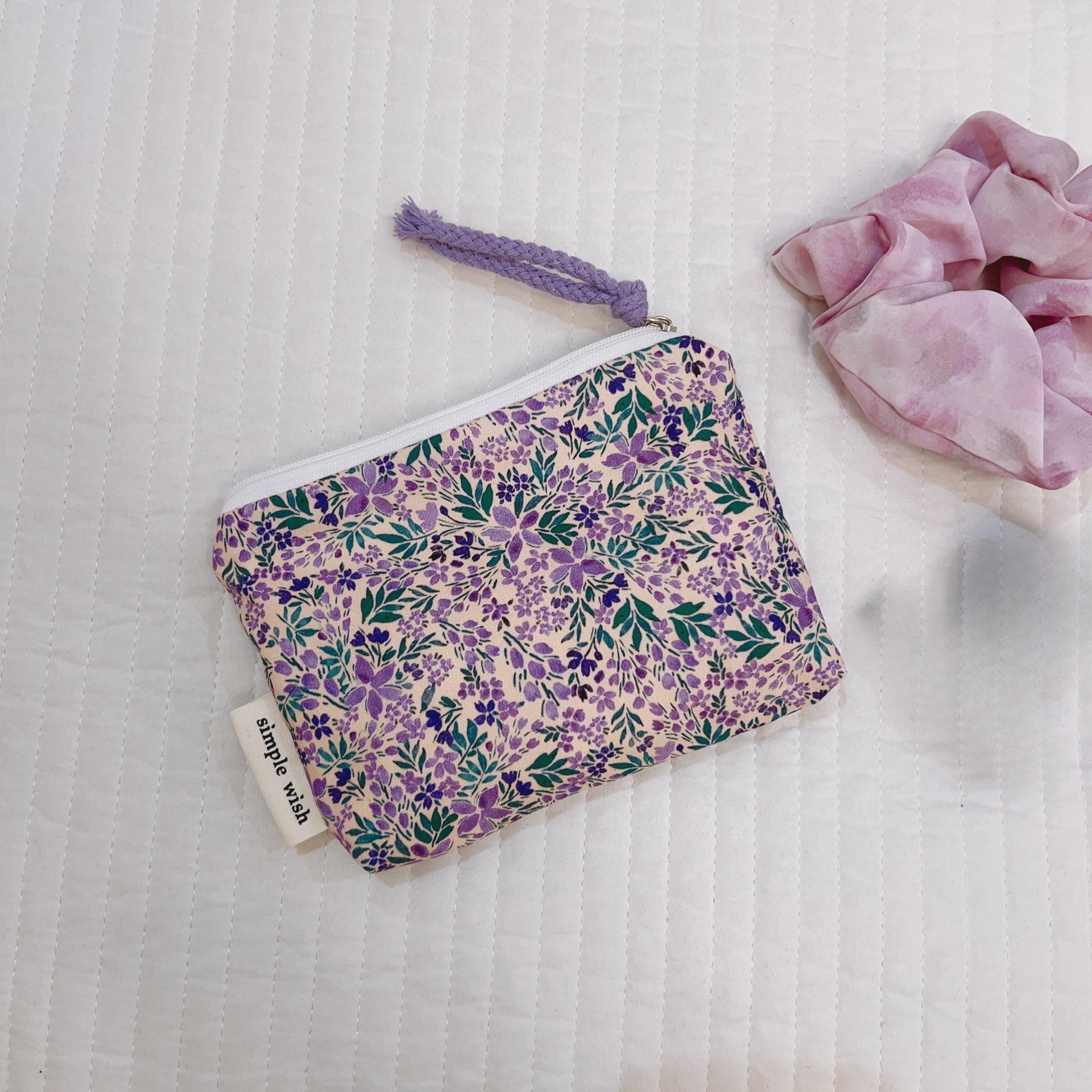 

Мини-сумки-органайзеры из хлопка с цветочным принтом для женщин, маленькая тканевая косметичка для макияжа, маленькая сумочка для монет, детский косметичка