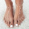 GLAMing 1 pcs Boho Anklet Crystal Bridal Leaf Foot Chain Women Wedding Foot Jewelry Beach Barefoot Rhinestone Ankle Leg Bracelet
