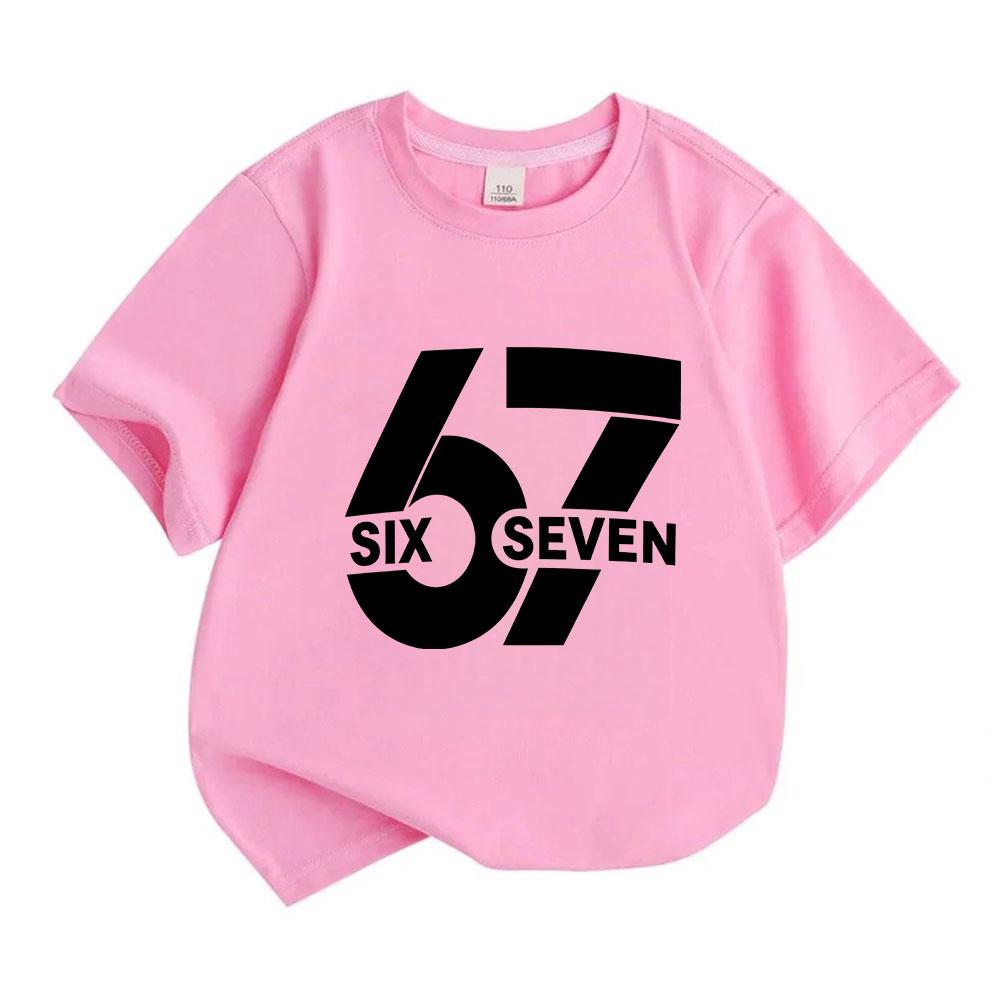 Kids Boys Girls Crew Neck Short Sleeve 100% Cotton T-Shirt, Stylish 6 7 Number Print Casual Soft Breathable Tee for Daily Wear School Summer Outfits 2