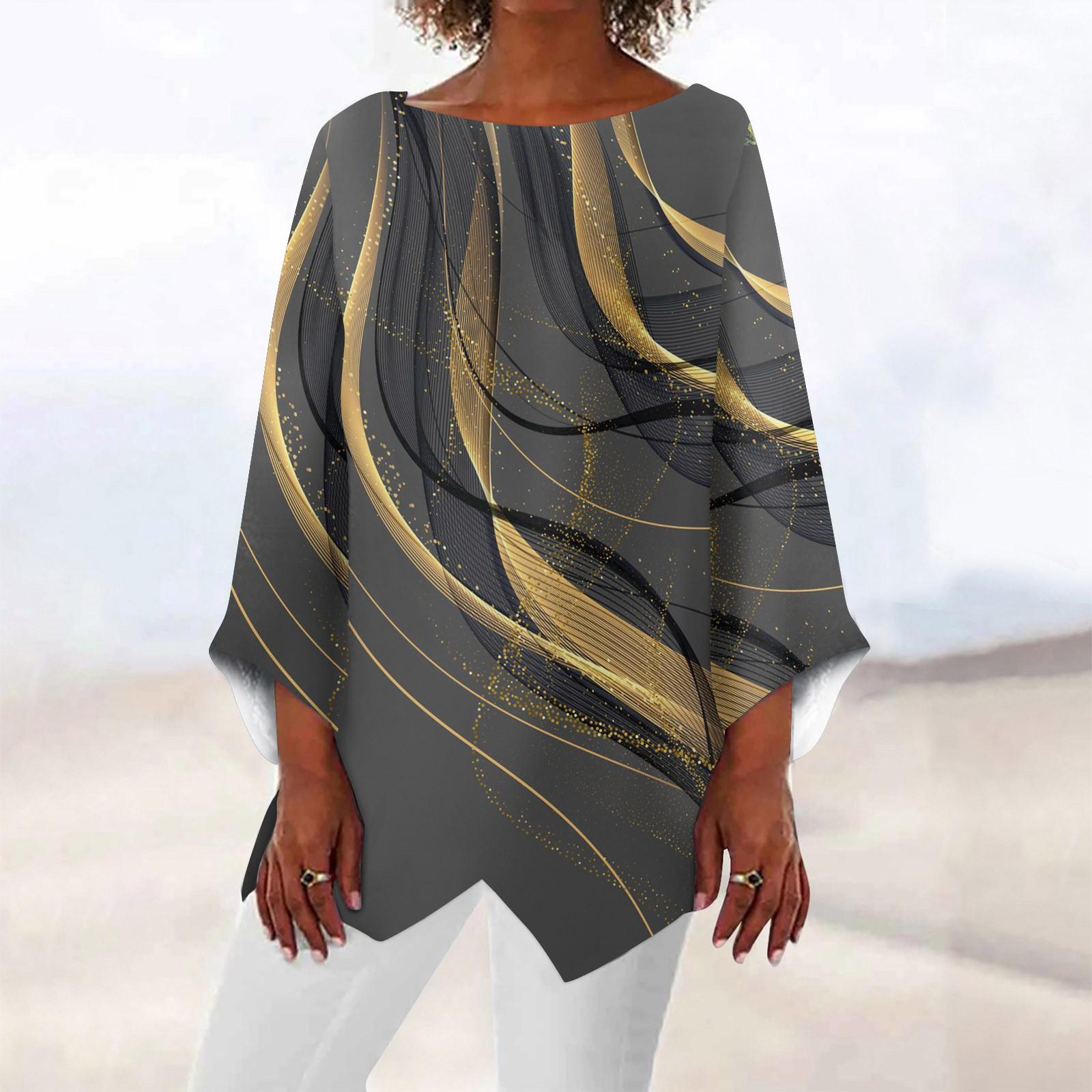 

Жен. Рубашка Блуза Графика Бабочка Асимметричный принт Длинный рукав На каждый день Повседневные Классический Круглый вырез Футболка Верх XXXXXL