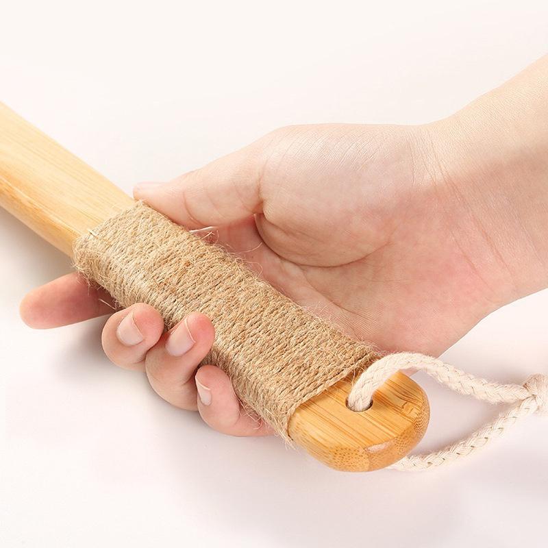 Brosse à dos en bambou à long manche, brosse de douche légère et facile à tenir pour le nettoyage de la peau, l'exfoliation