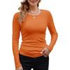 Damen S Geripptes Einfarbiges Basic Langarm-T-Shirt