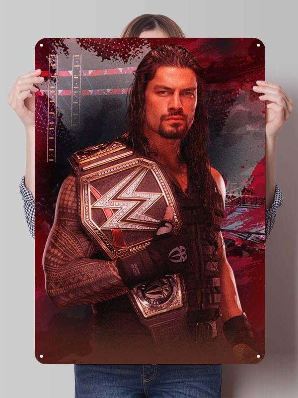 Roman Reigns Metallschilder Wrestler Poster Dekoration Schlafzimmer Anpassbare Blechschilder für Man Cave Wandkunst Dekoration Retro Zimmer