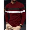 2024 Spring and Autumn Fashion Men's Long Sleeve Round Neck Splicing T-shirt Business Anti Wrinkle Street Wear Casual Top