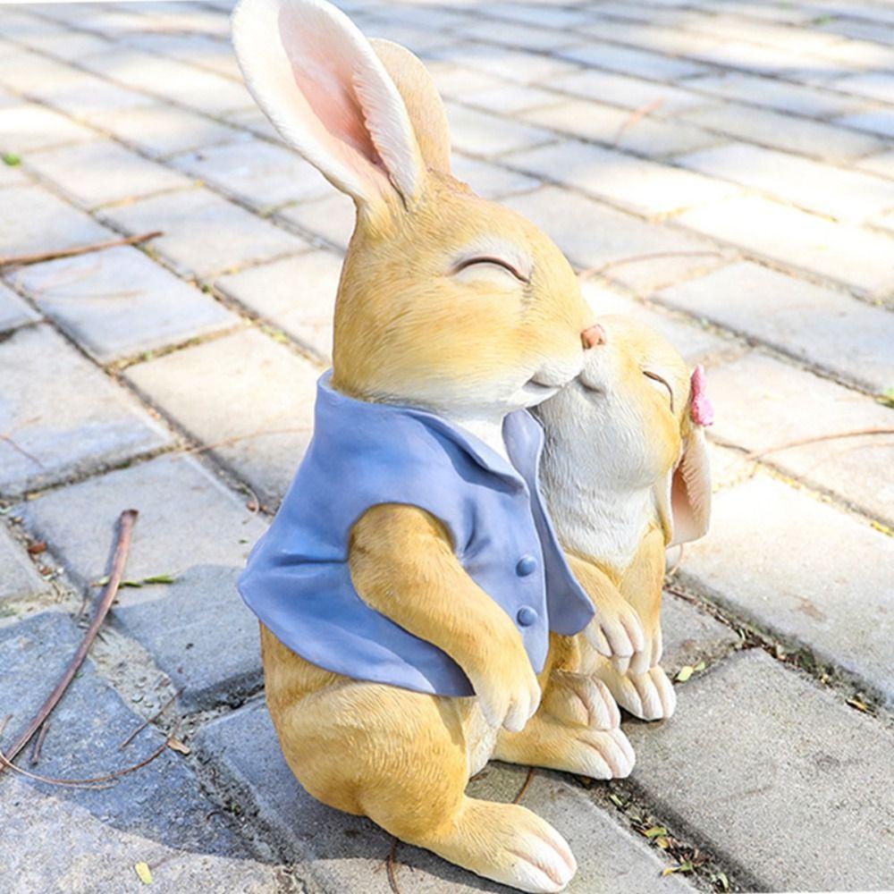 Micro Landscape Model Resin Rabbit Figurine Cartoon Cute Bunny Statue Simulated Creative Animal Sculpture Christmas