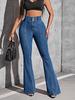 Women's High-Waisted Patchwork Flared Stretch Jeans - Spring/Autumn
