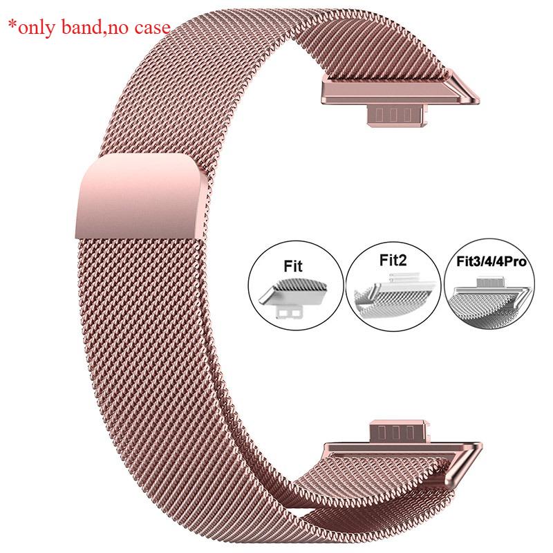 Metallarmband für Huawei Watch Fit 1/2/3/4 Band mit TPU-Hülle Displayschutzfolie Weiche Folie Milanaise Magnetschließe Uhrenarmband Armband