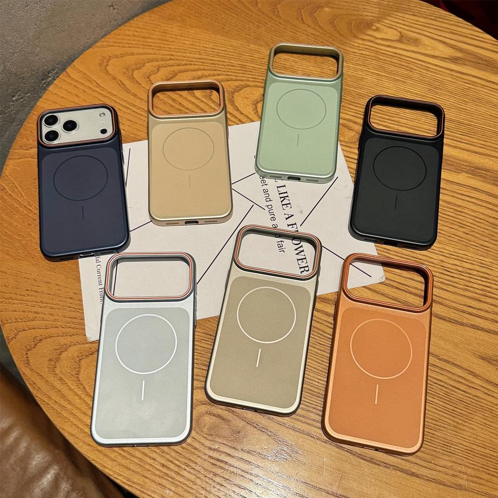 Compatible Apple 17 Promax Metal Paint Ring Magnetic Charging Case for iPhone 16/15.