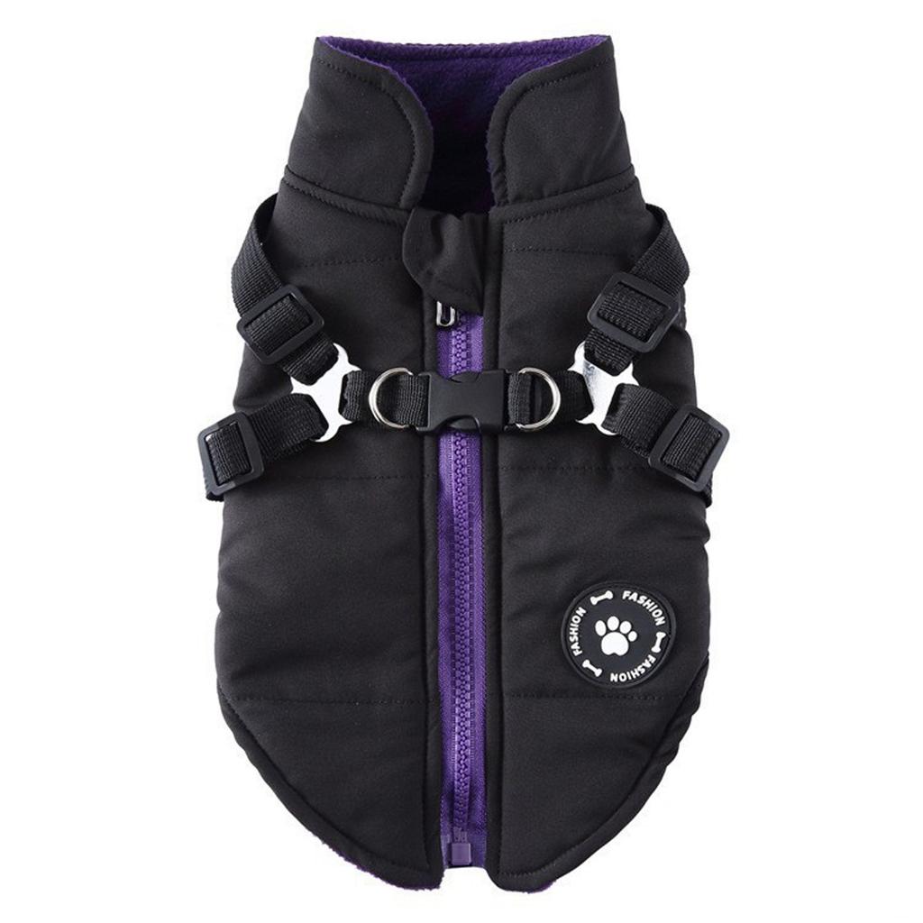 Winter Dog Vest With Integrated  No Pull Waterproof Warm Fleece Back Zipper For Small Medium Dog