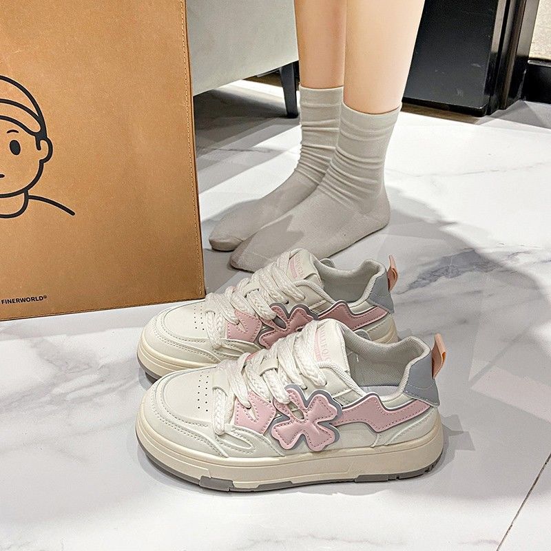 

Girls heart board shoes 2024 autumn new versatile platform white shoes Korean version ins tide Internet celebrity casual sports shoes 35 лавандовый