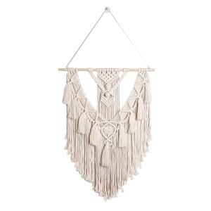 

Cotton Thread Hand woven Tapestry Chic Boho Style Solid Color Simple Home Furnishing Decoration Tassel Wall Hanging 55x75cm 55x75cm