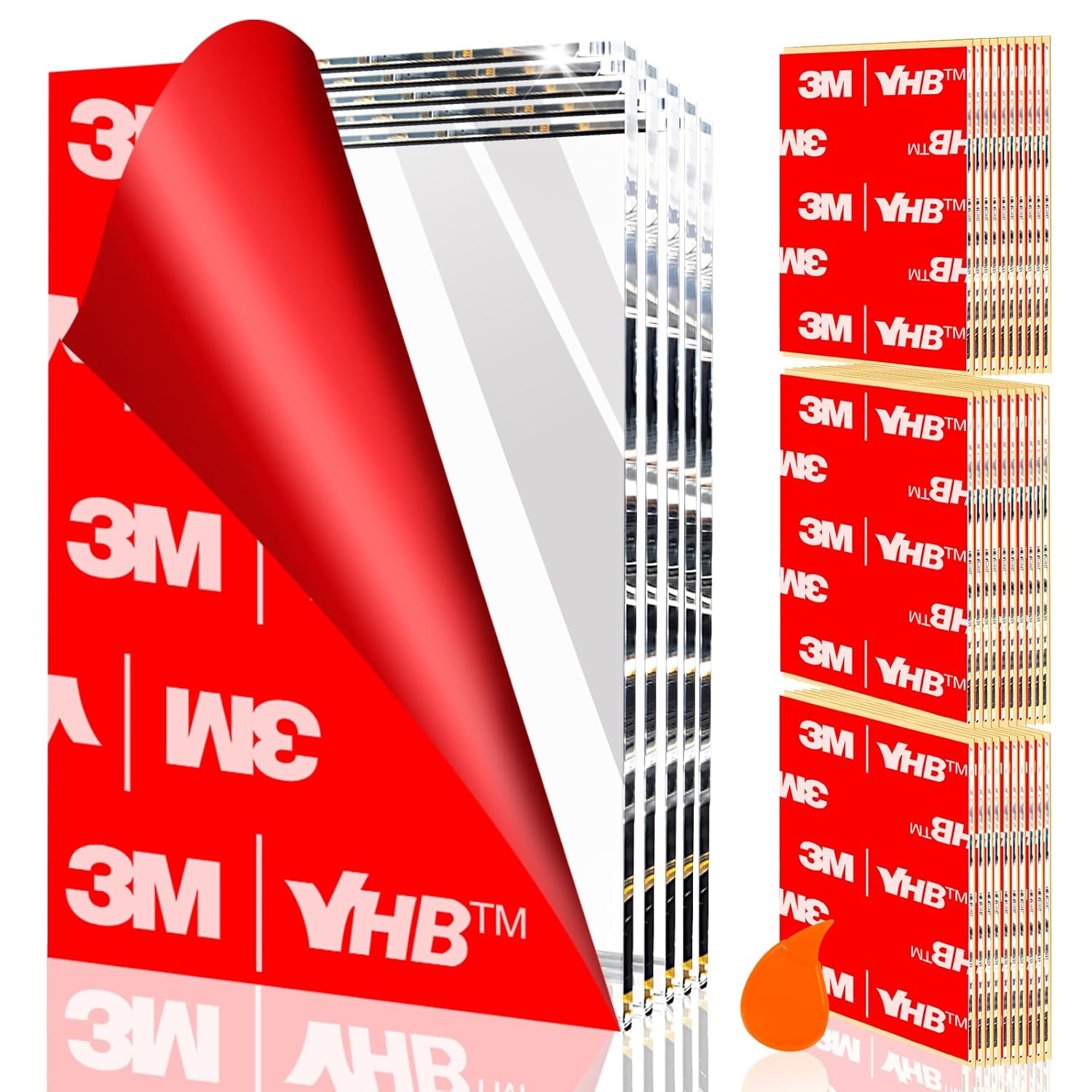 30Pcs Double Sided Adhesive Pads,Heavy Duty Mounting Tape, Super-Sticky Clear Strong Pads Rectangle Shape Waterproof for Walls Picture, Car, Home,
