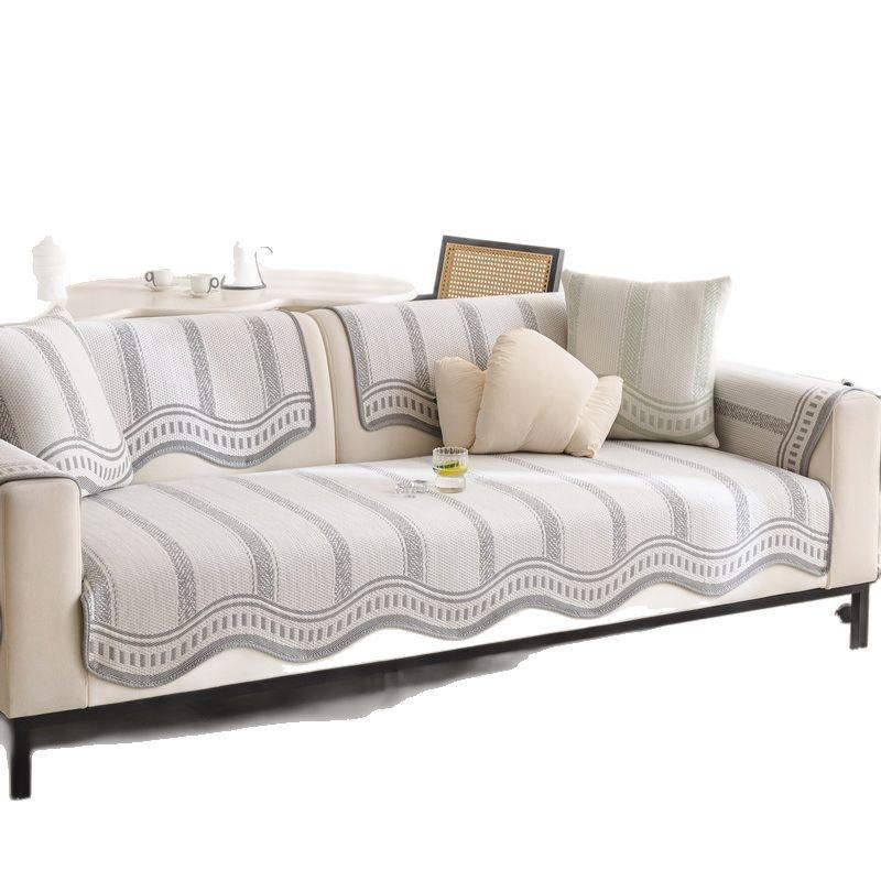 Special-Shaped Sofa Cushion, Ice Silk, Summer Cool Non-Slip Sofa Mat, Straight-Lined One-Piece Anti-Cat Scratch Sofa Cover