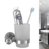 Wall-Mounted Stainless Steel Toothbrush & Mouthwash Cup Holder