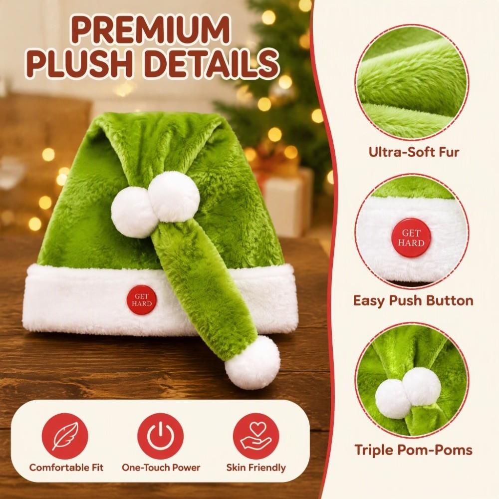Electric Swing Christmas Hat Plush Moving Santa Hat Fun Plush Christmas Cap Photo Shooting
