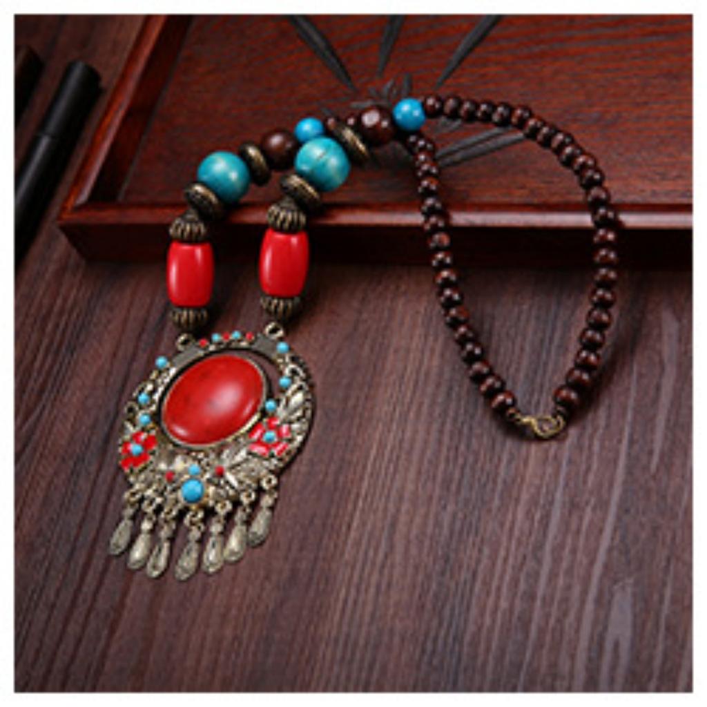 Landie Yunnan Tibetan Ethnic Style Bohemian Necklace Bead String Performance Pendant Accessories