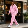 Men's Zip-Up Hoodie and Jogger Set with Multiple Pockets for Activewear