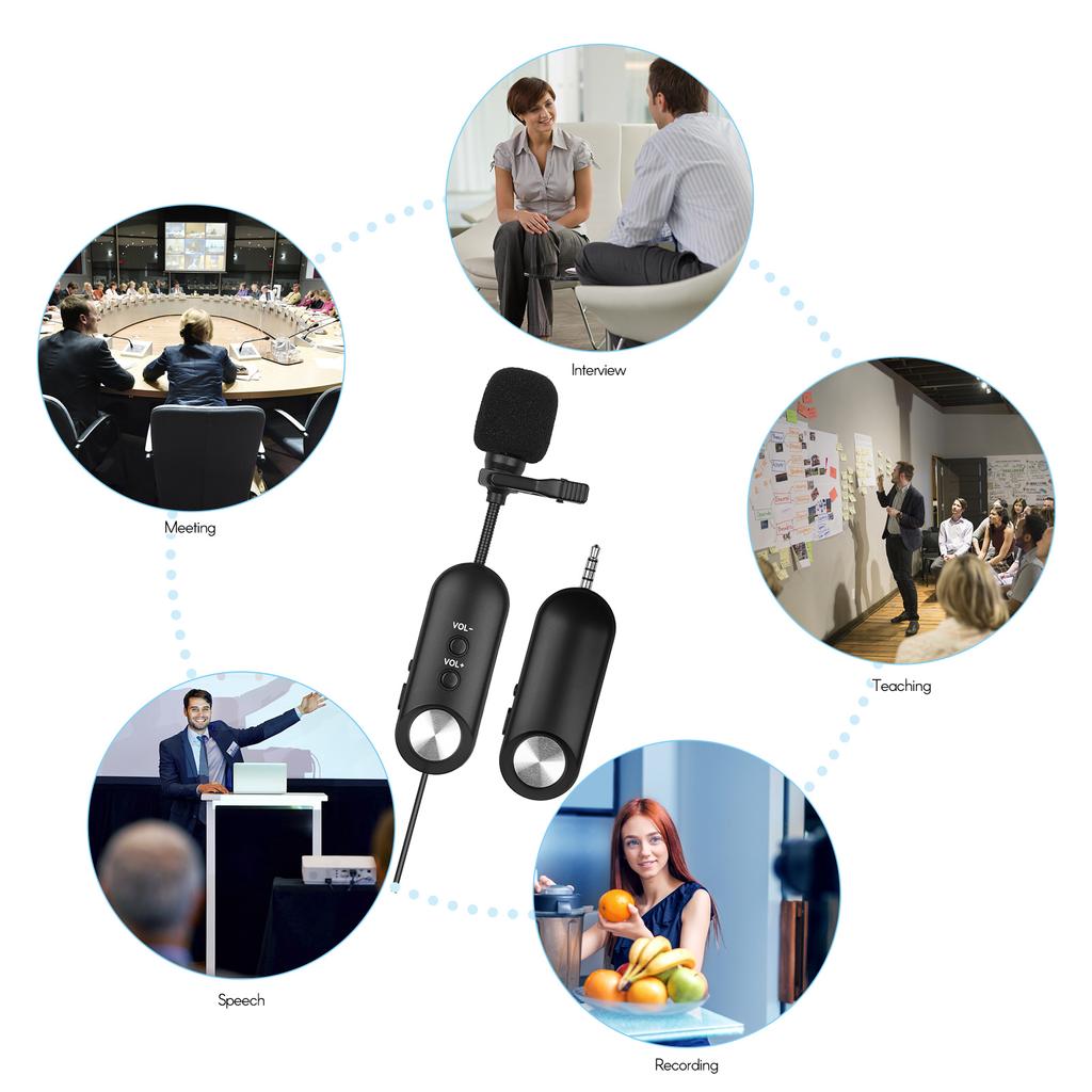 Andoer Wireless Lavalier Lapel Mic Ładowalny system mikrofonów przypinanych z przewodzeniem szumów 20