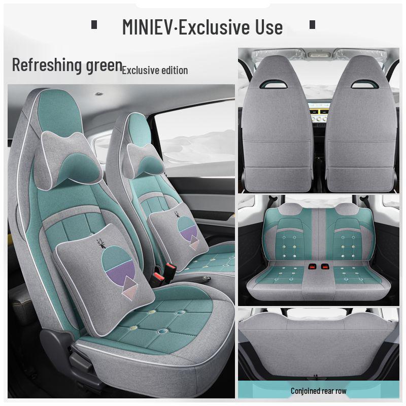 Wuling Hongguang MINI EV Macaron Seat Cushion Cover: Full Surround, Universal Fit for First & Second Gen, All Season Use.