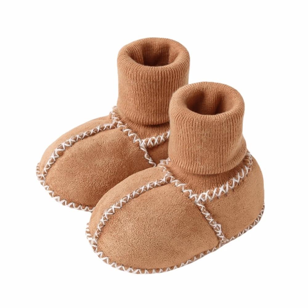 Thickened Baby Suede Leather Shoes Fleece-Lined Baby Winter Shoes 0-12 Months