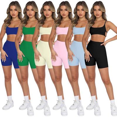 Summer Spaghetti Strap Backless Top & Sporty Shorts Set - European & American Women's Fashion