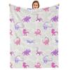 Pink Pig Cherry Blossom Bow Cartoon Anime Print Flannel Blanket Soft Warm Throw for Kids Bedroom Sofa Christmas Office Car