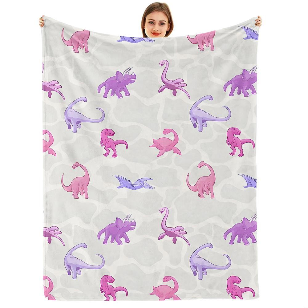 Pink Pig Cherry Blossom Bow Cartoon Anime Print Flannel Blanket Soft Warm Throw for Kids Bedroom Sofa Christmas Office Car