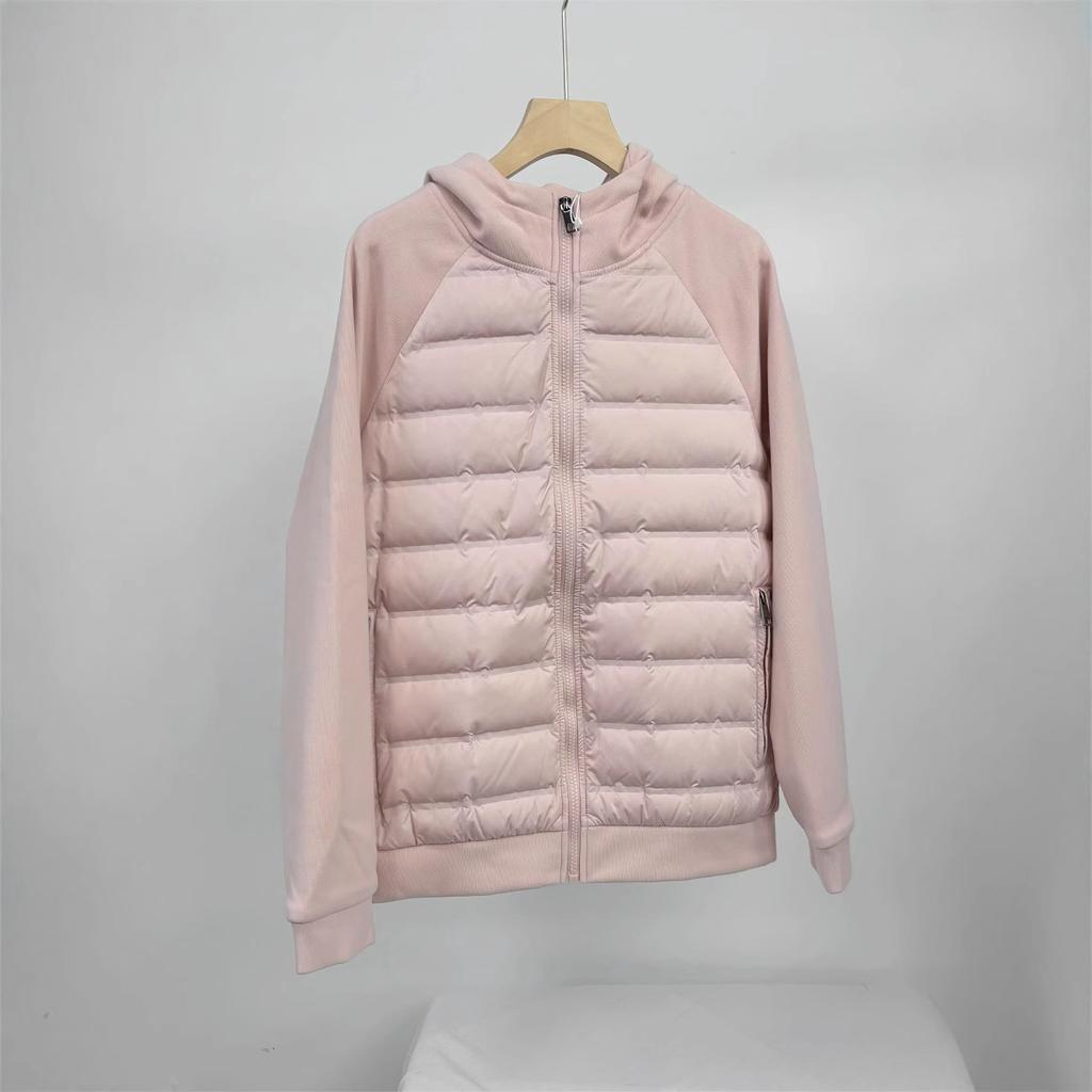(recommended for couples) Splicing sweater hat for men and women couples down jacket% white duck down thin knitted