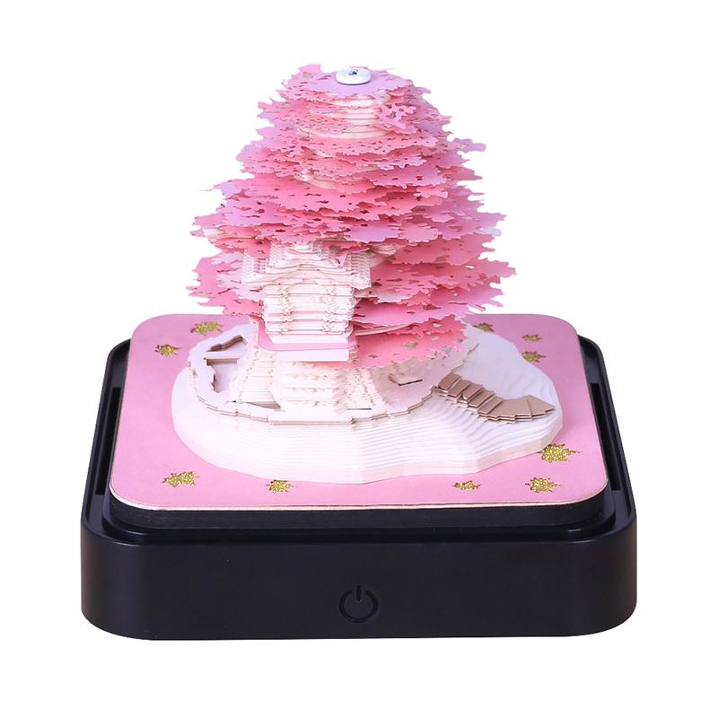 Time Piece Calendar 2026 Desk Calendar With Led Light 3D Tear-Away Calendar Paper Carving Art Memo Pad Notepad Gift Christmas