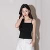 Black Slim-Fit One-Shoulder Tank Top - Double Strap, Covers Armpit Fat, Versatile for Spring/Summer 2026