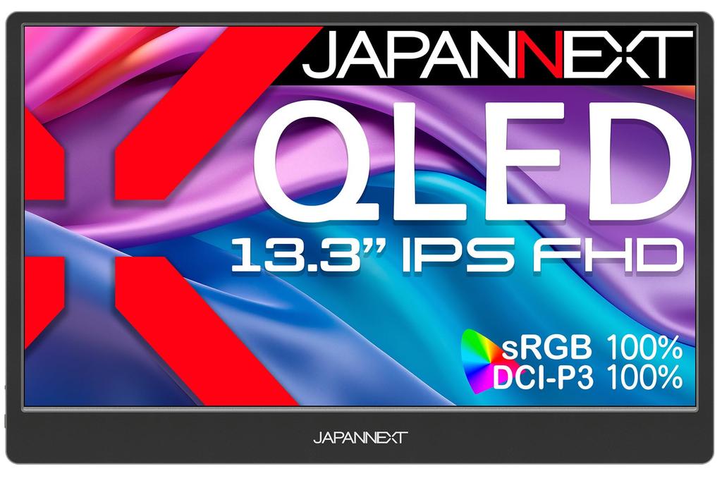 JAPANNEXT IPS Panel with QLED Full HD Mobile Monitor Mini Smart Case Included 13.3-inch (Quantum Dot) Technology, (1920x1080) Resolution,