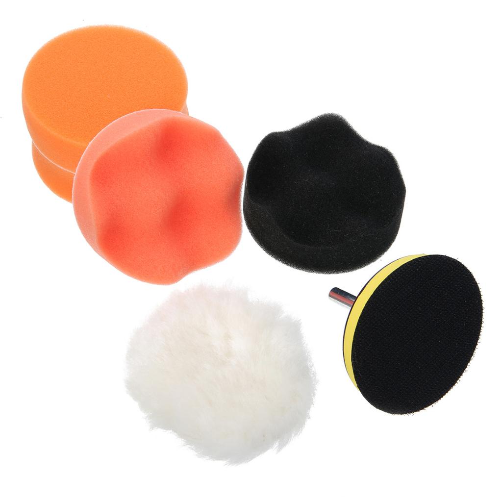 7 Stück 7,6 cm Wachsschwamm-Pufferpolierpads M10 Bohrer-Adapter-Set für Autopolierer