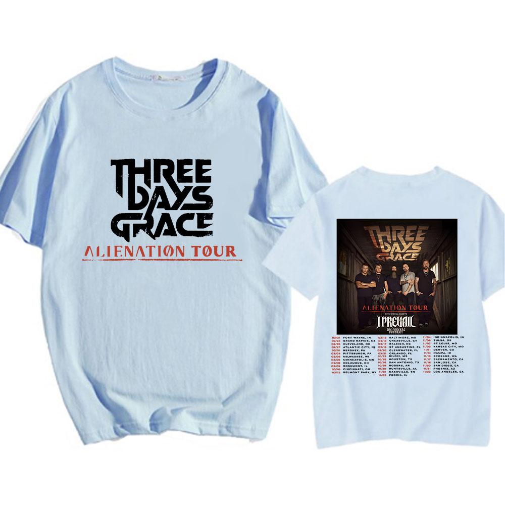 Alienation Tour 2026 T-shirt Heavy Mental Three Days Grace T-shirt Cotone Manica Corta Unisex Streetwear Hip Hop Stampa T-shirt